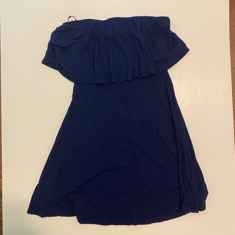 COPY - Blue Strapless knee-length sun dress